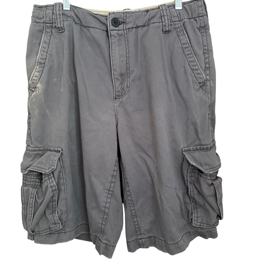 Vintage Y2K Aeropostale Cargo Shorts Men 34 Gray Baggy Skater Grunge Streetwear